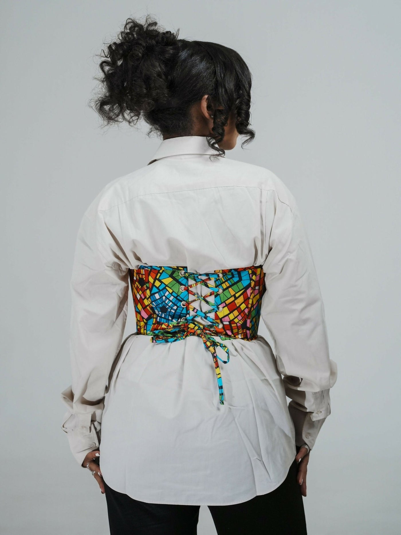 Misstcal Ethiopian Ankara Belt  Under Bust Corset Top - Multicolored - Shopzetu