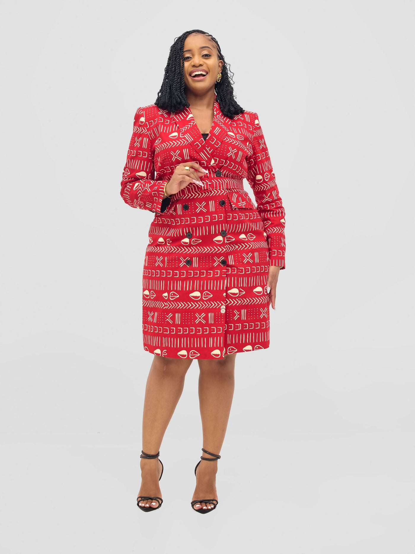 SBV Ankara Blazer Dress - Red - Shopzetu