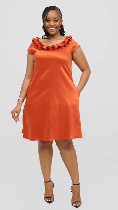 Jolly Fancy Wear Curvy Plus Size Tindi Dress - Orange