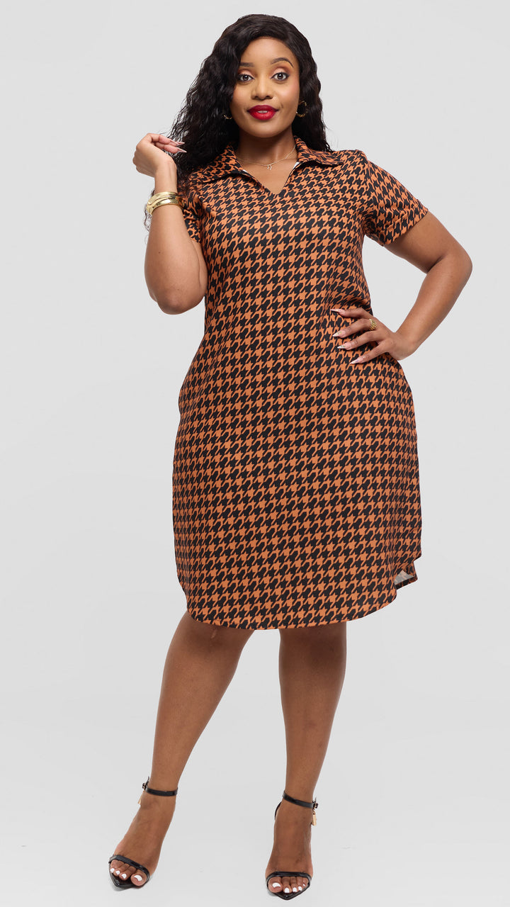 Jolly Fancy Wear Maya Shirt Dress - Gold / Black