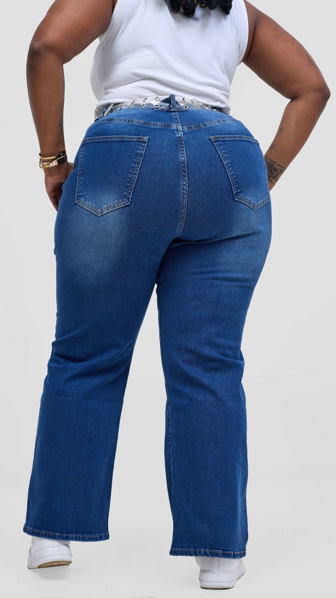 The Fashion Frenzy High Rise Straight Leg Denim Jean – Blue - Shopzetu