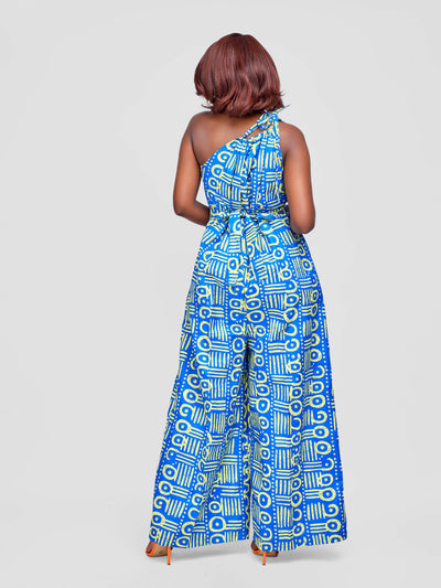 Tuli Zenani Ankara Jumpsuit - Sky Blue / Lime Green