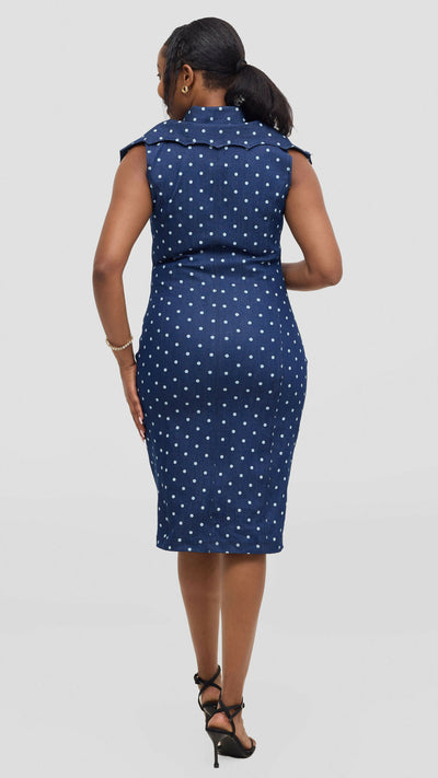Kinini Creations Denim Polka Dot Dress - Blue