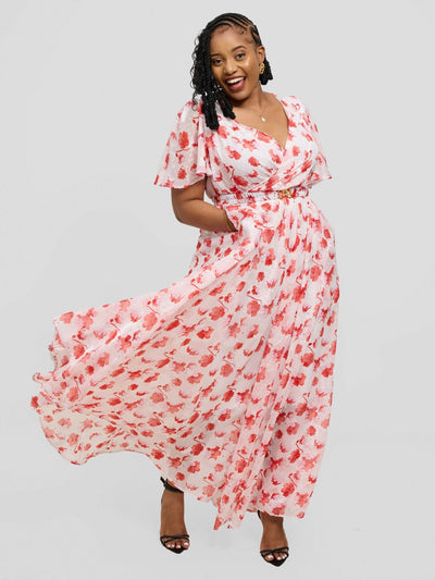 Kakiba Collections Yvonne Dress - Red / White - Shopzetu