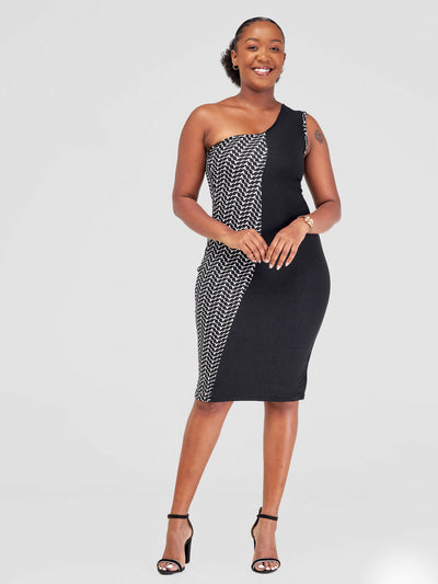 Juka Closet One Shoulder Dress - Black / White