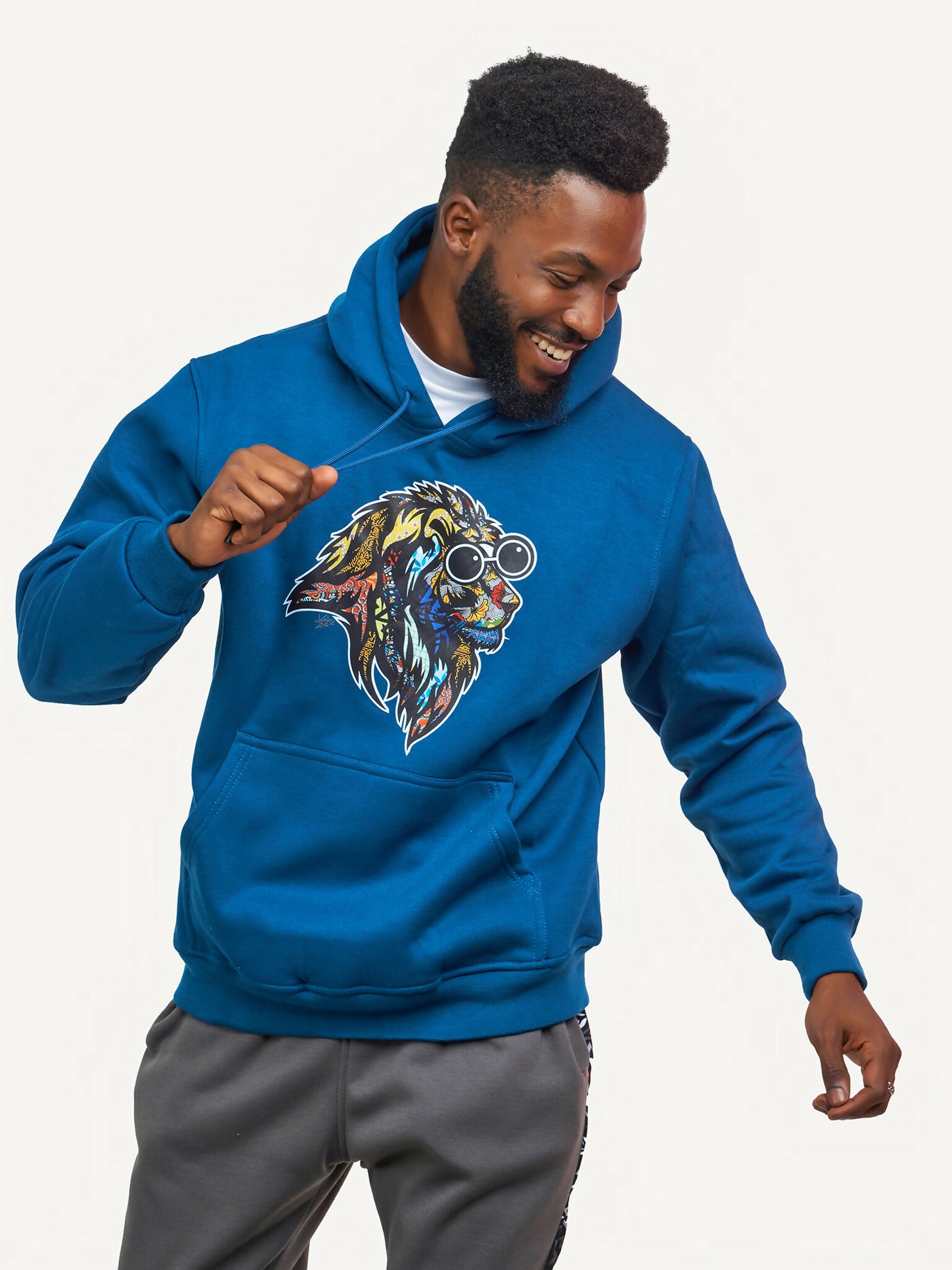 Kitu Kali Graphic With Simba Hoodie - Blue - Shopzetu