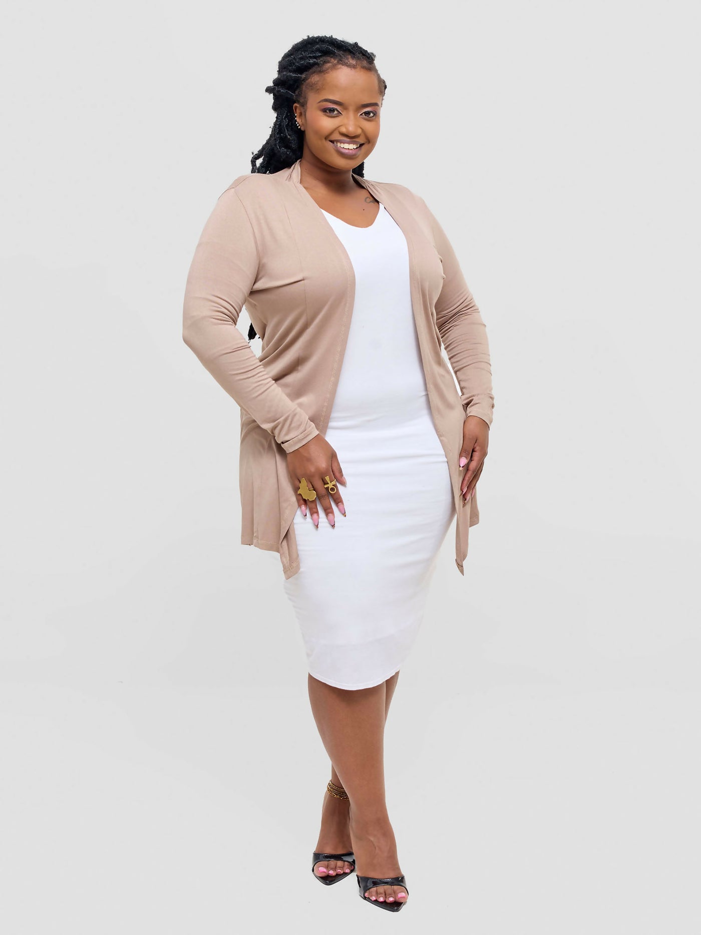 Anel's Knitwear Basic Kimono - Beige - Shopzetu