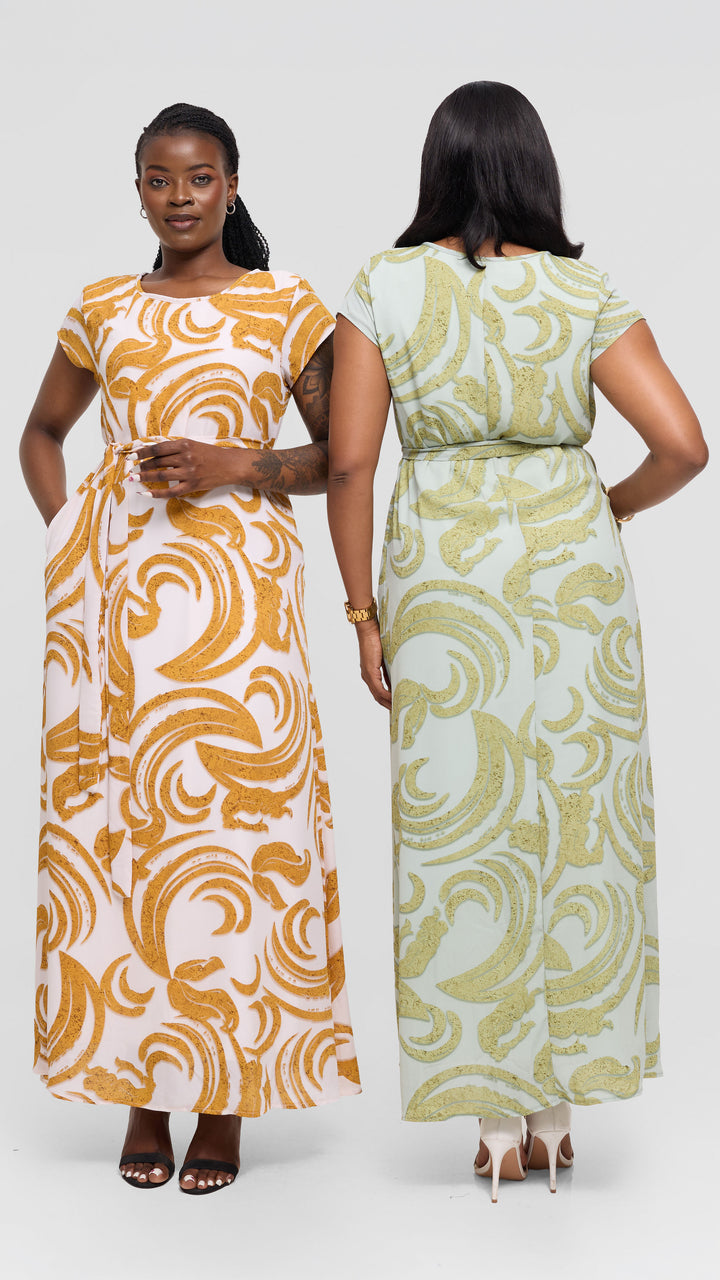 Salok Havilah Tapi Maxi Dress - Mustard Print