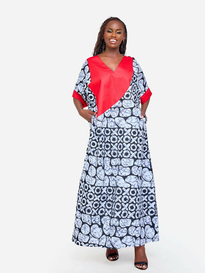 Tuli Bonte Front Detail Kaftan Dress - Multicolored - Shopzetu