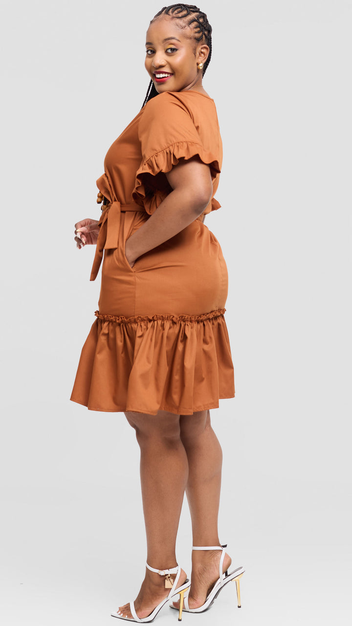 Lizola Tatum Shift Dress - Brown