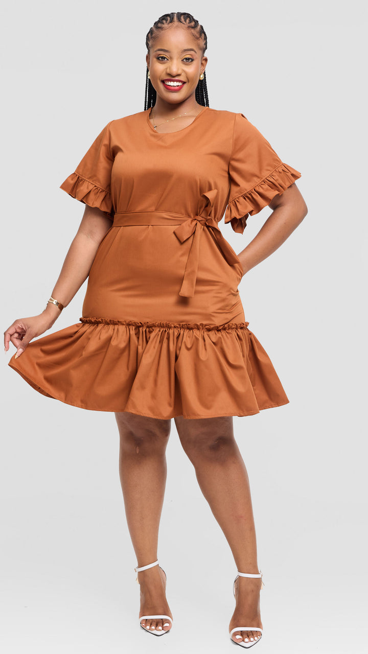 Lizola Tatum Shift Dress - Brown
