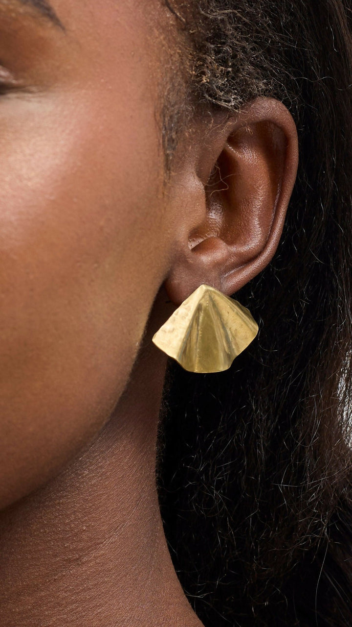 Ziria Designs Textured Shell Studs - Brass - Shopzetu