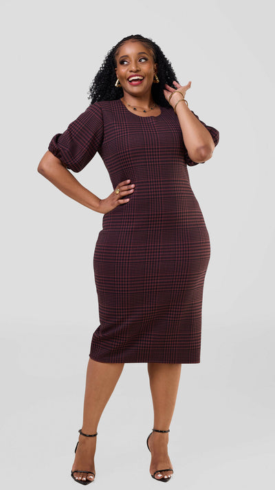 Lizola Asiro Bodycon Dress - Purple Checkered