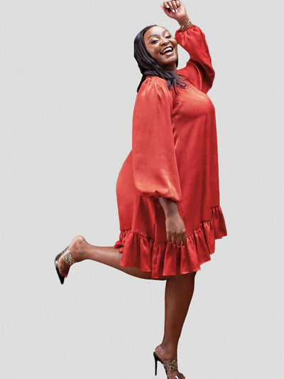 Valerie Shift Dress - Rust Brown - Shopzetu