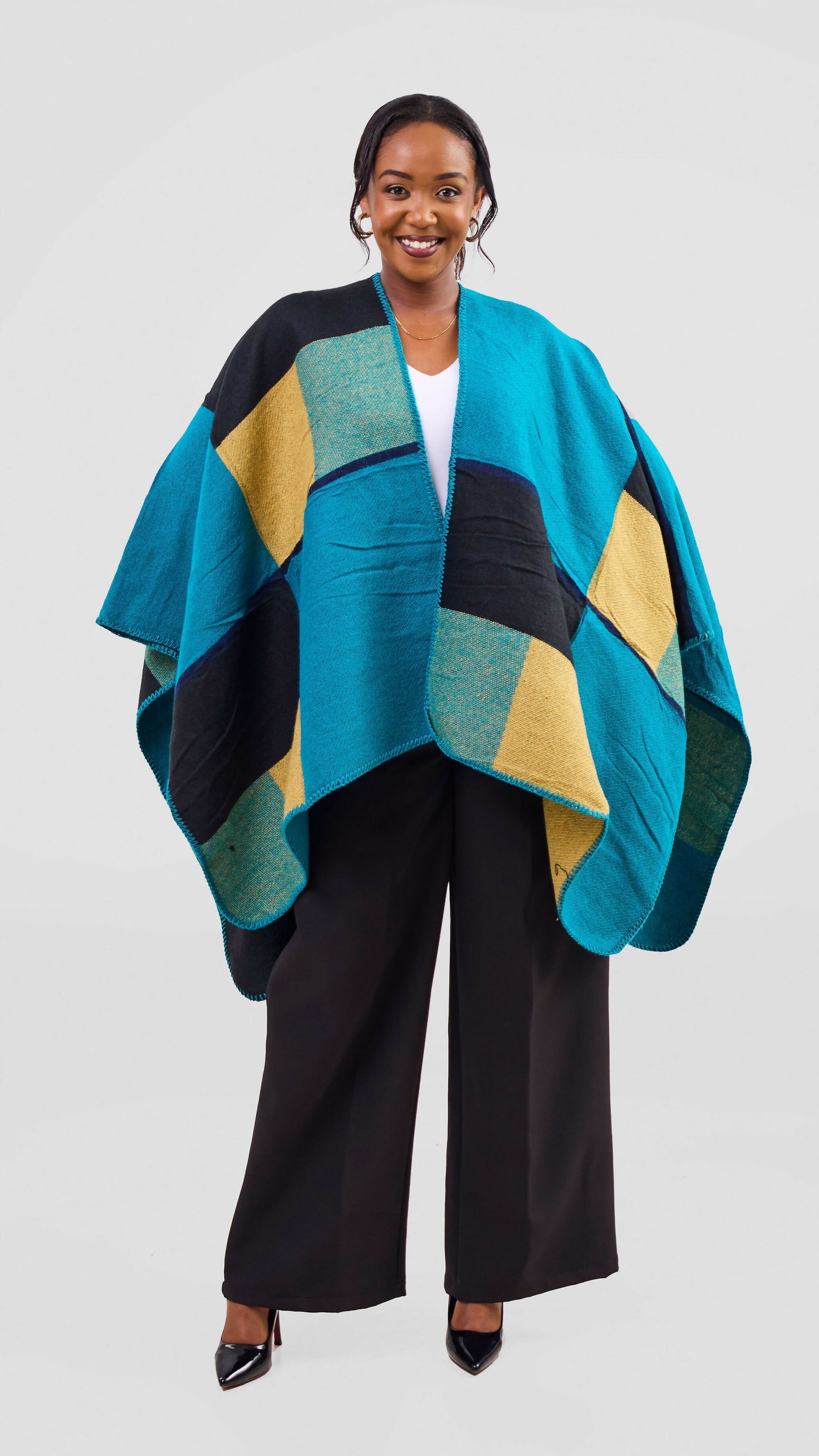 Afrodame Light Poncho - Blue / Black