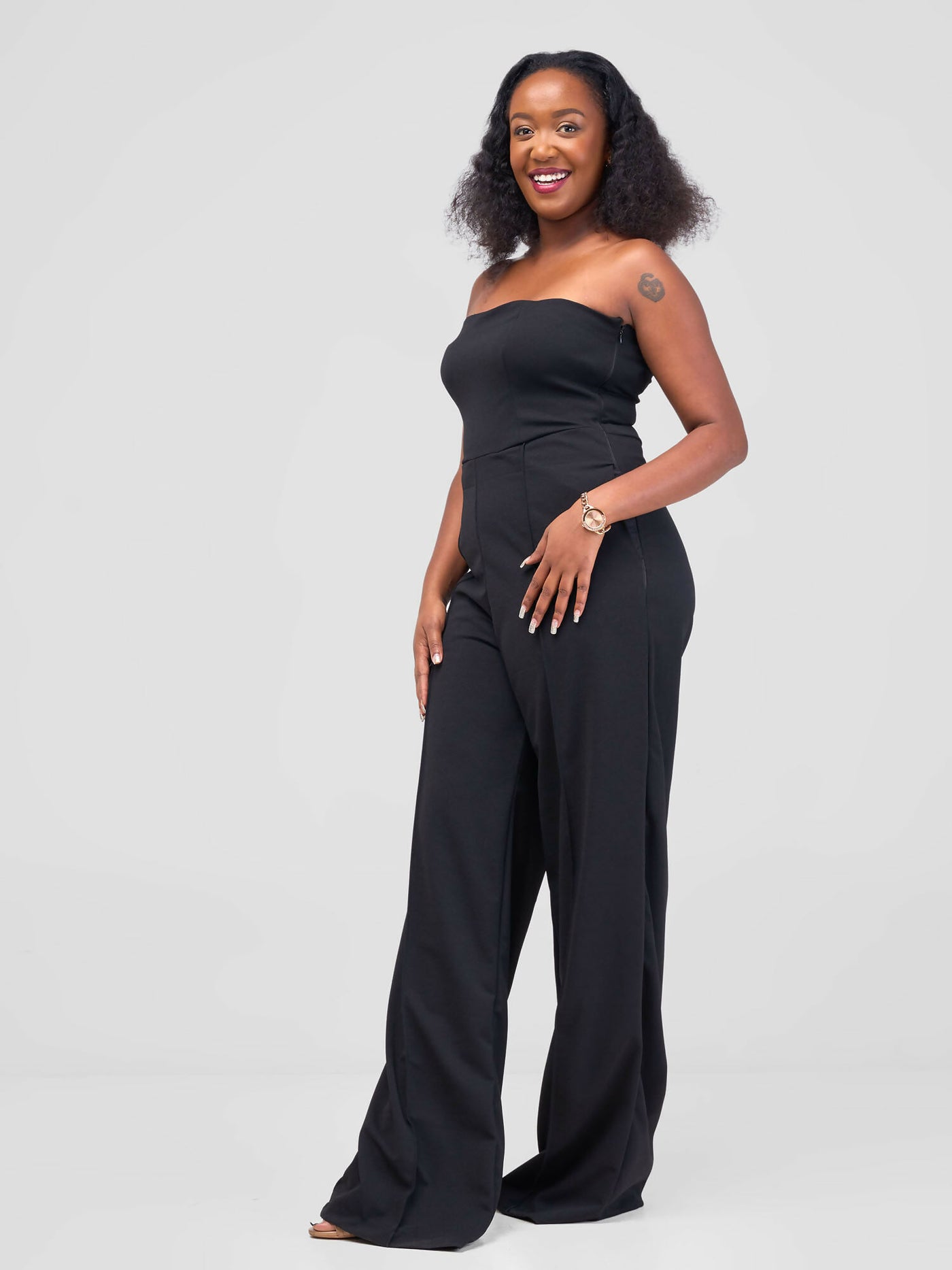 La Flor Apparel Curvy Plus Size Viola Strapless Jumpsuit - Black