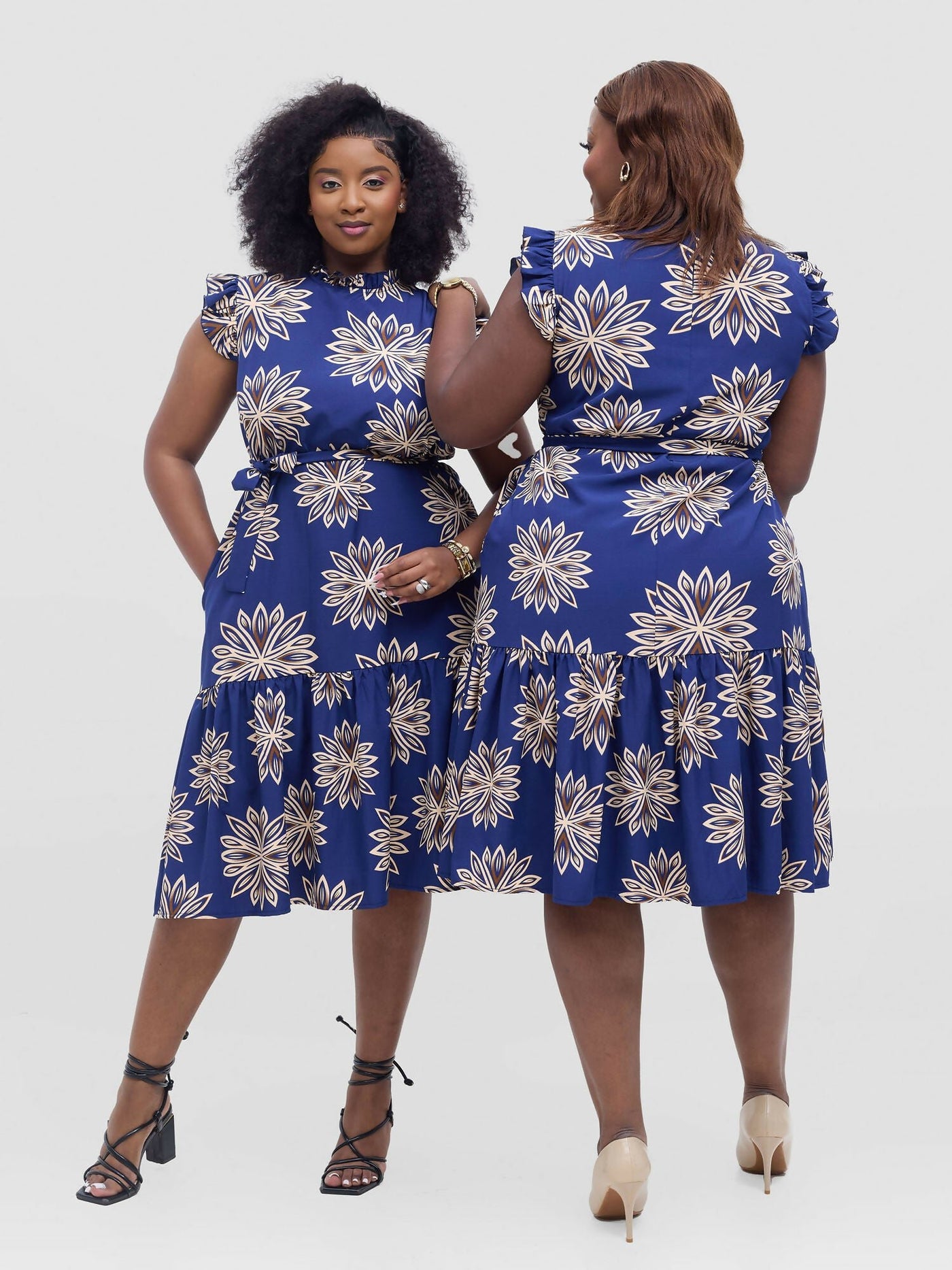 Lizola Umukoko Shirt Dress - Navyblue / Cream / Brown - Shopzetu