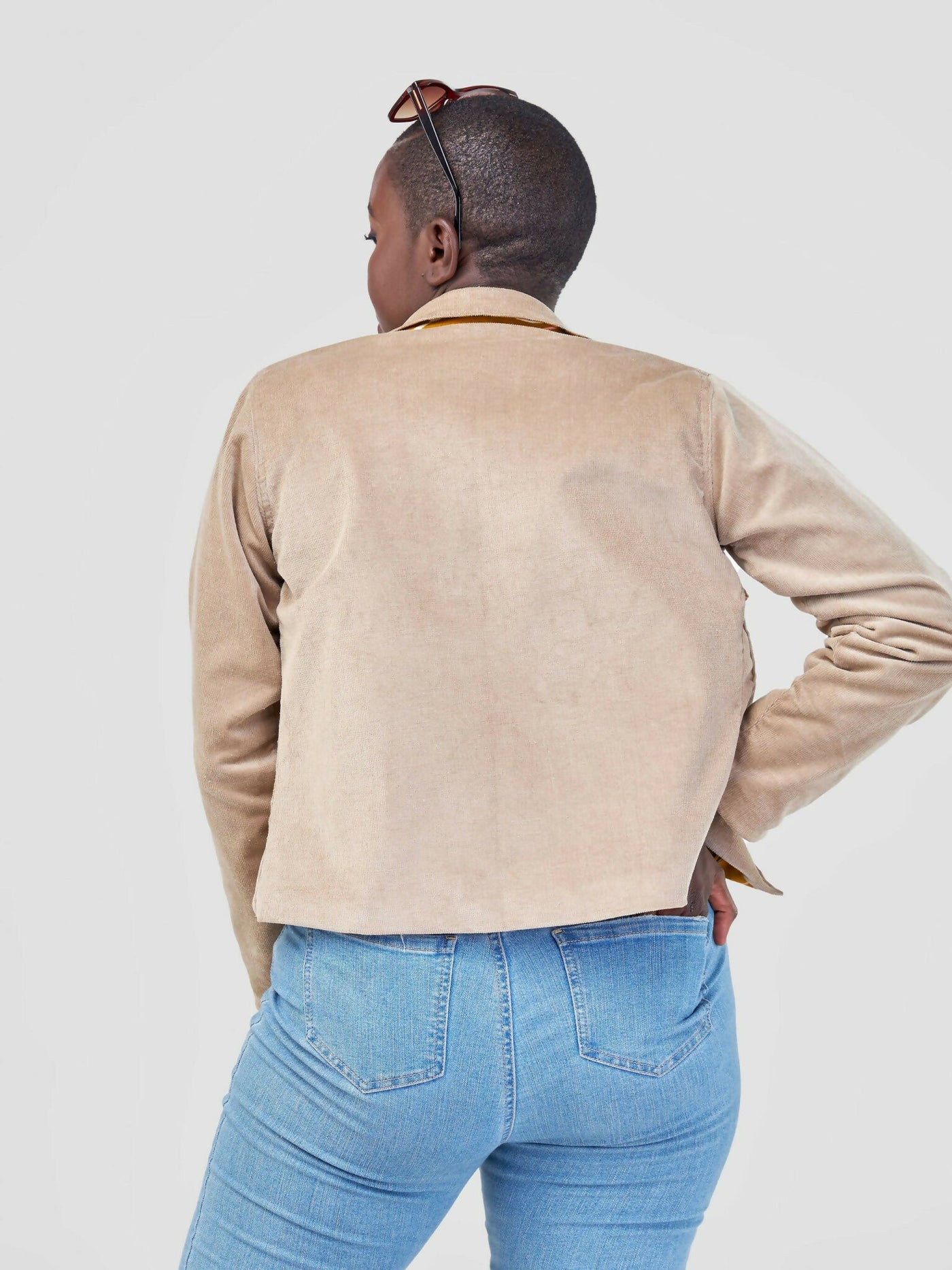 Mikono Africa Cropped Corduroy 'Chai' Jacket - Brown - Shopzetu