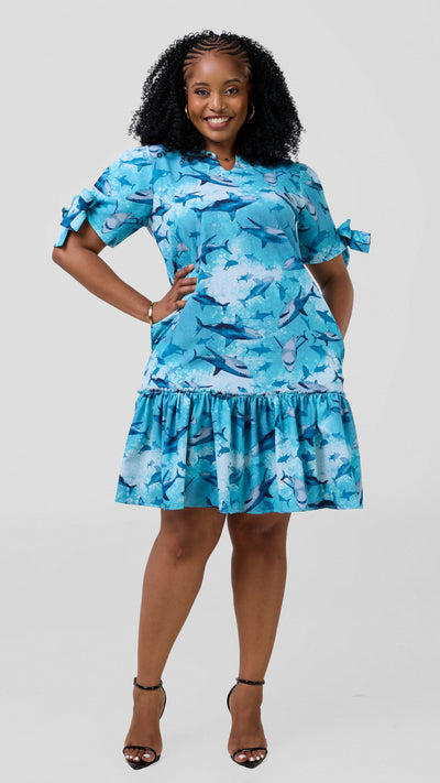 Mariste Nia Flair Shift Dress - Blue