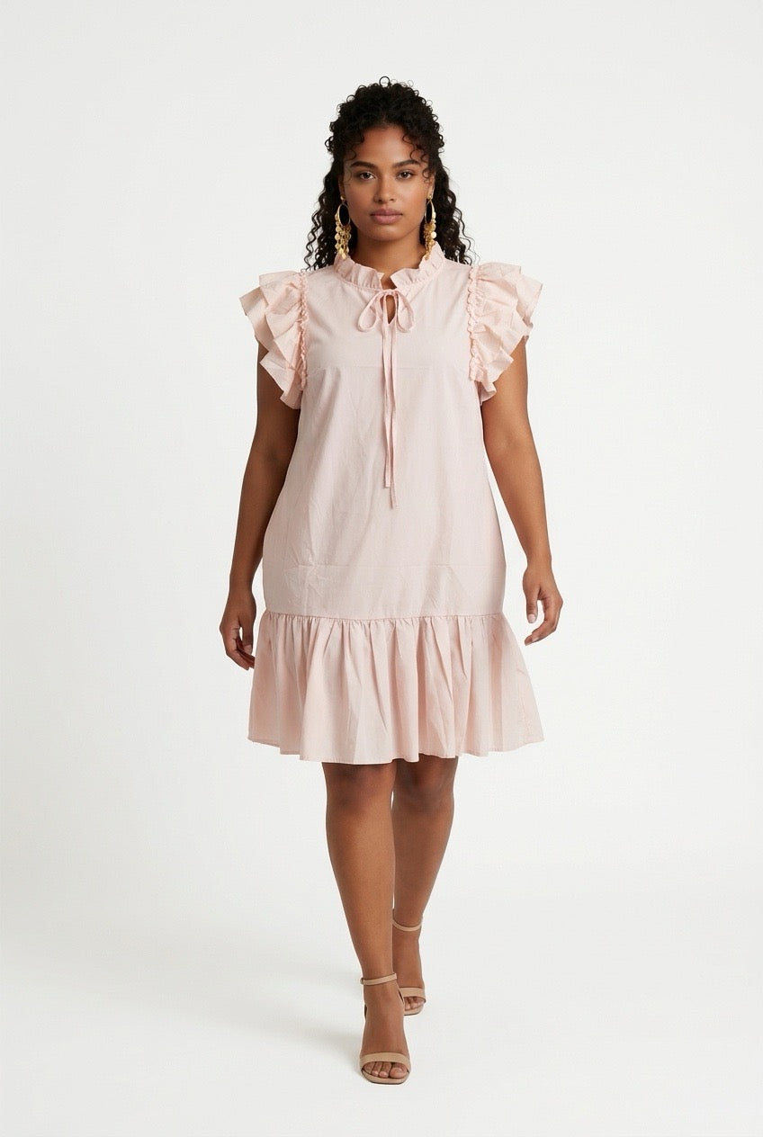 Stylish Sisters Shift Dress - Soft Pink
