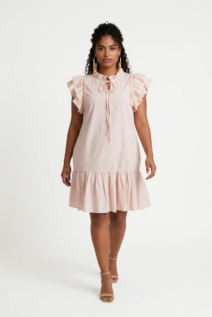 Stylish Sisters Shift Dress - Soft Pink