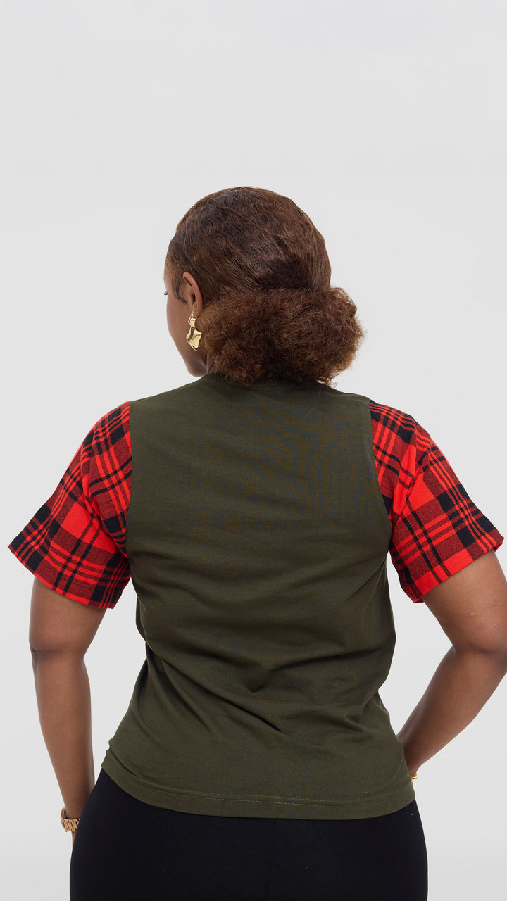 Princess Affair Tshirt with Maasai Detail - Olive Green