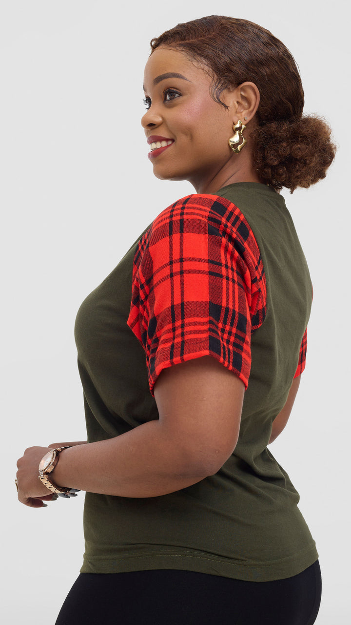 Princess Affair Tshirt with Maasai Detail - Olive Green