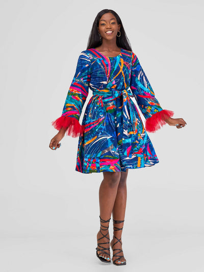 Marumara Creations Tausi Shift Dress - Turquoise - Shopzetu