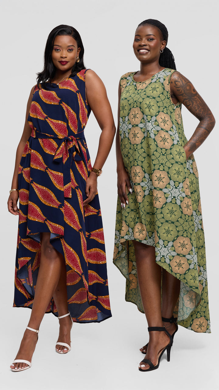 Salok Havila Bumbe High-low - Green Print
