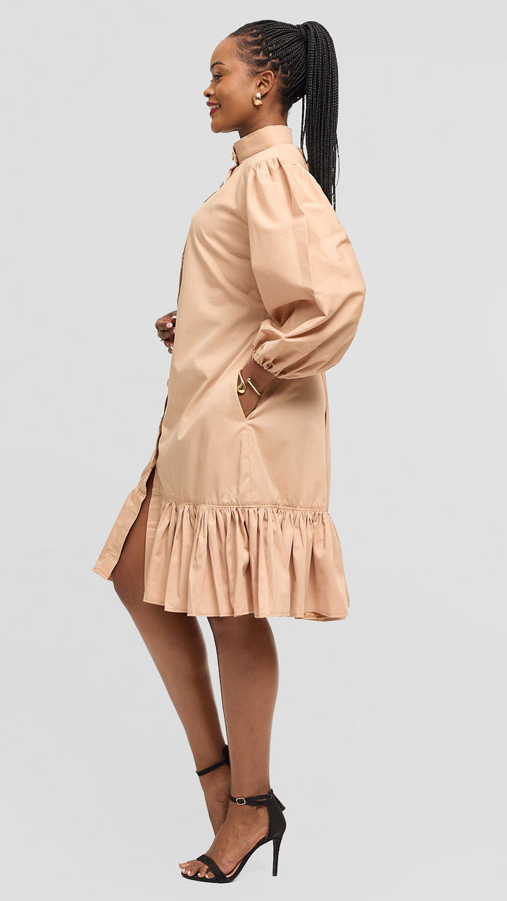 Tuwe Bora Bougie Shirt Dress - Beige
