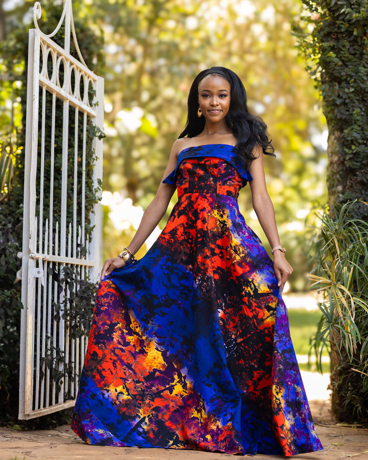 Afriwia Sunset Maxi Dress - Blue Print