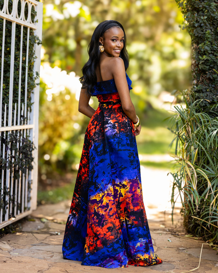 Afriwia Sunset Maxi Dress - Blue Print