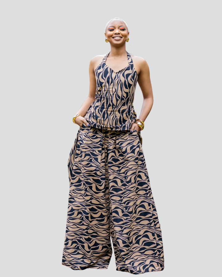African Yuva Mocha Set - Beige Print