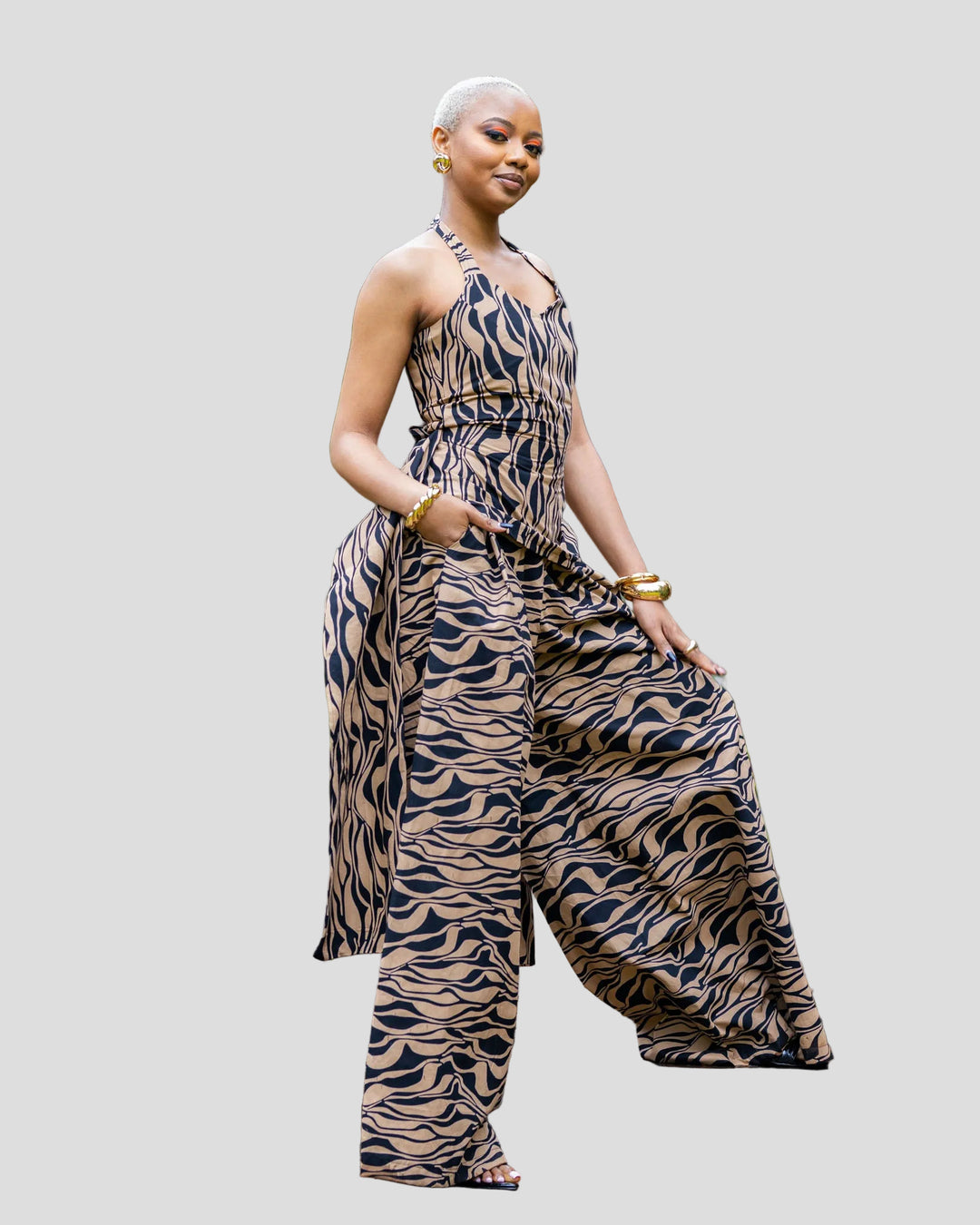 African Yuva Mocha Set - Beige Print