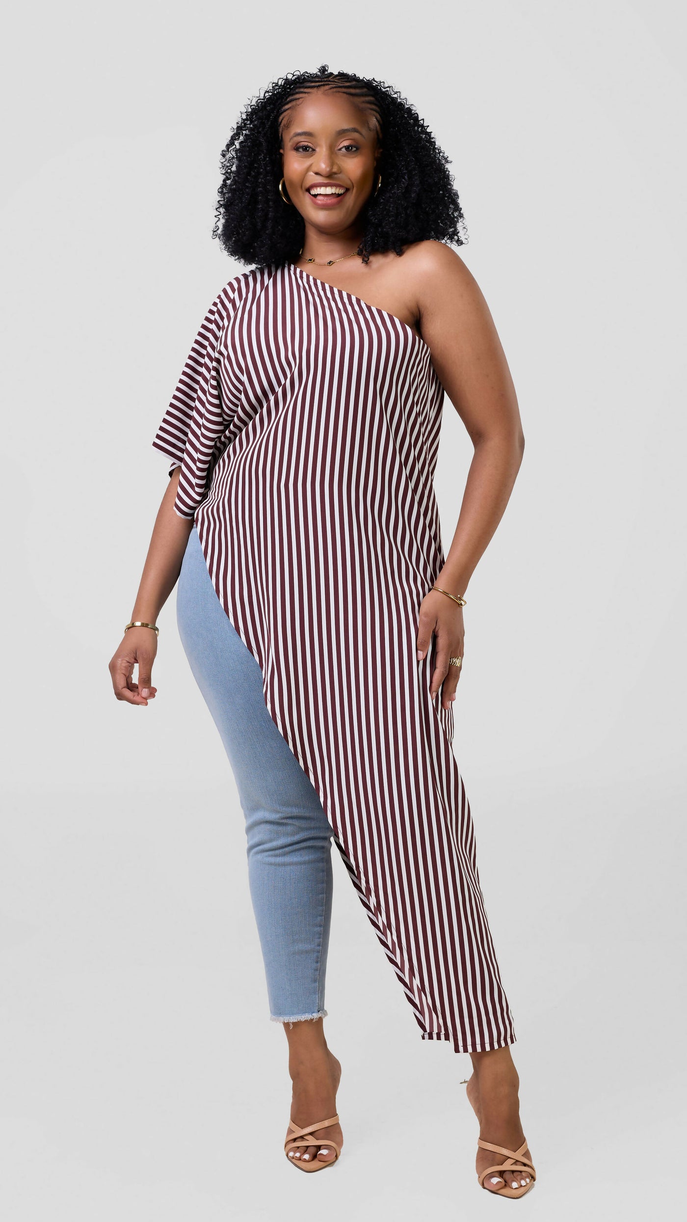 Pure Buxom One-Sided Longline Top - Maroon