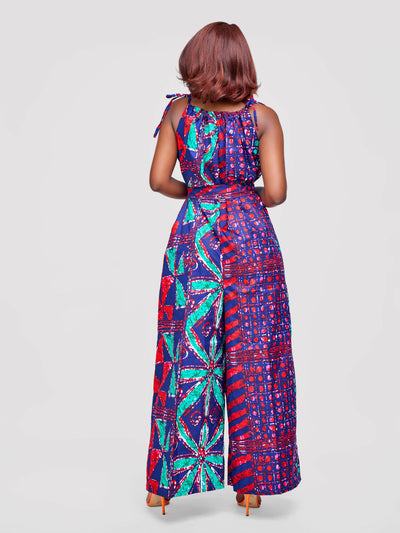 Tuli Zenani Ankara Jumpsuit - Blue / Red