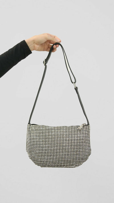 Julz Ophelia Diamanté Bag - Black / Cream - Shopzetu