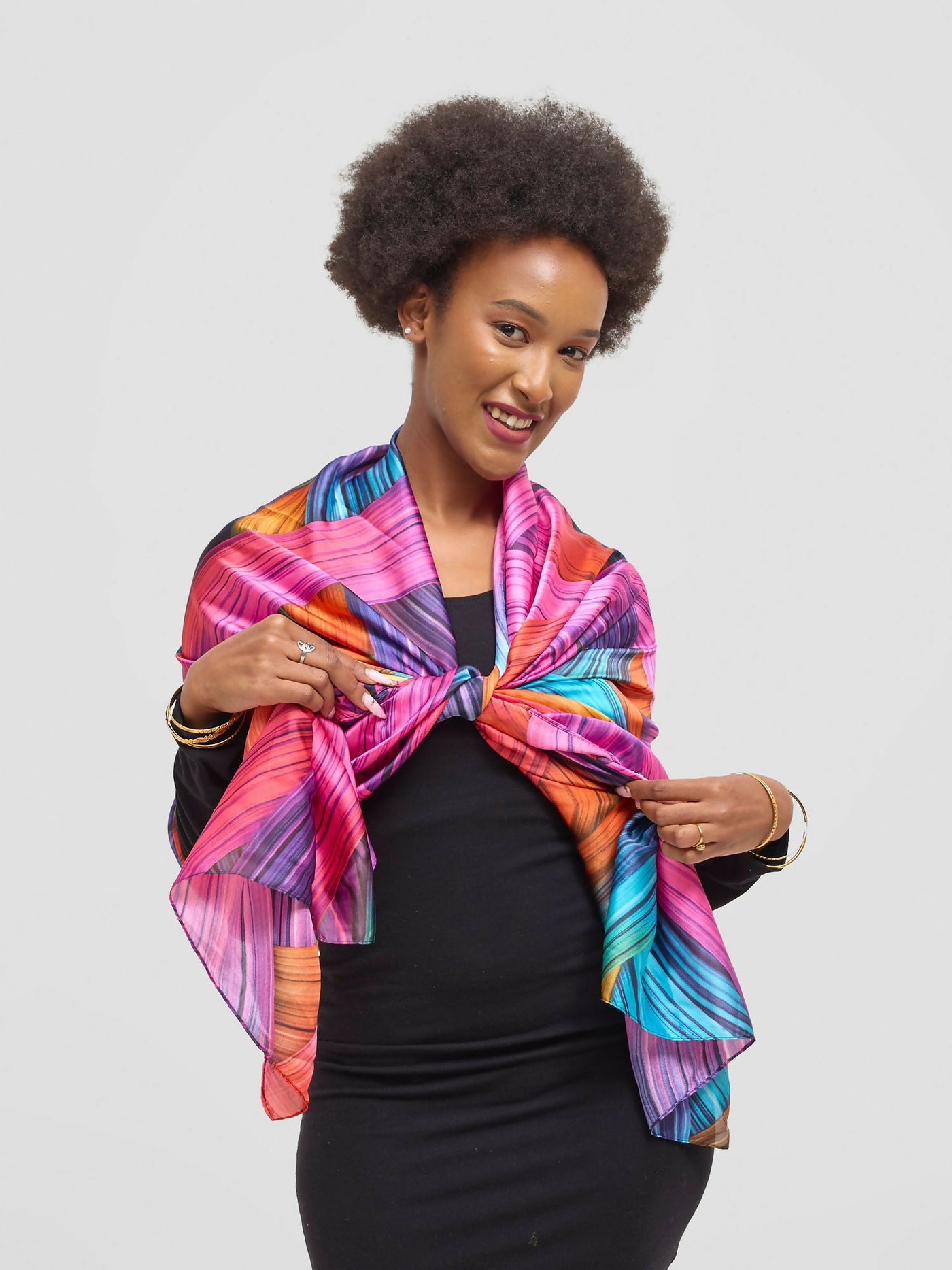 Ukiyo Lifestyle Silk Scarf - Pink Print - Shopzetu
