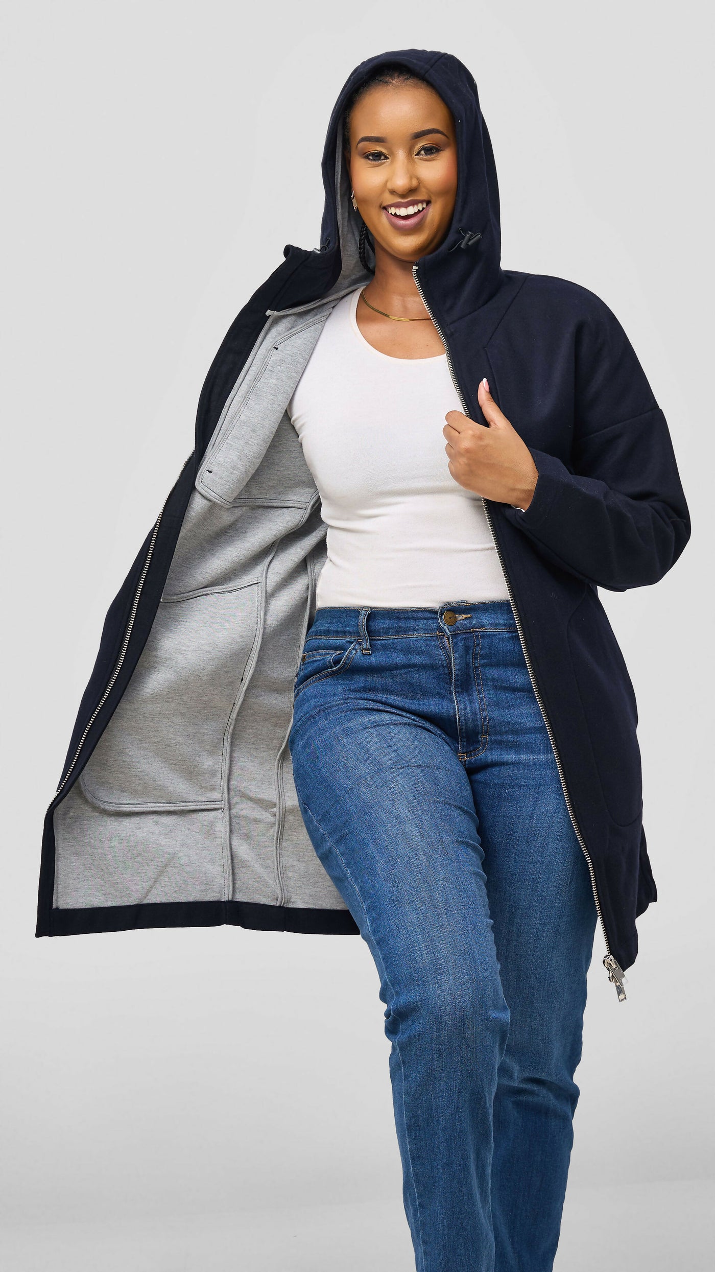 Tophad Closet Trench Coat - Navy Blue