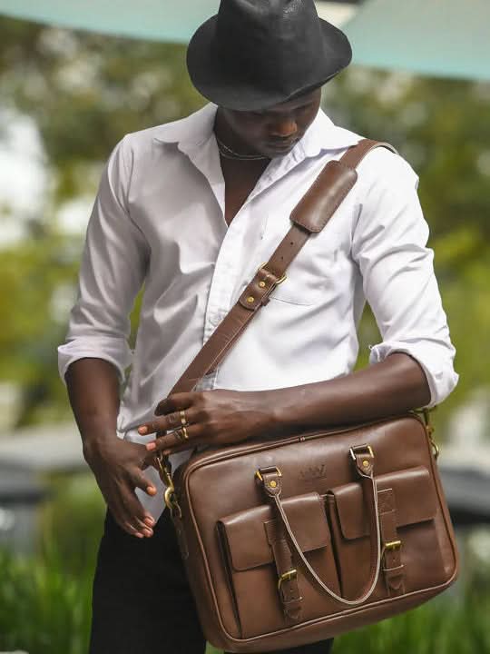 Wazawazi Apollo Briefcase Bag - Brown