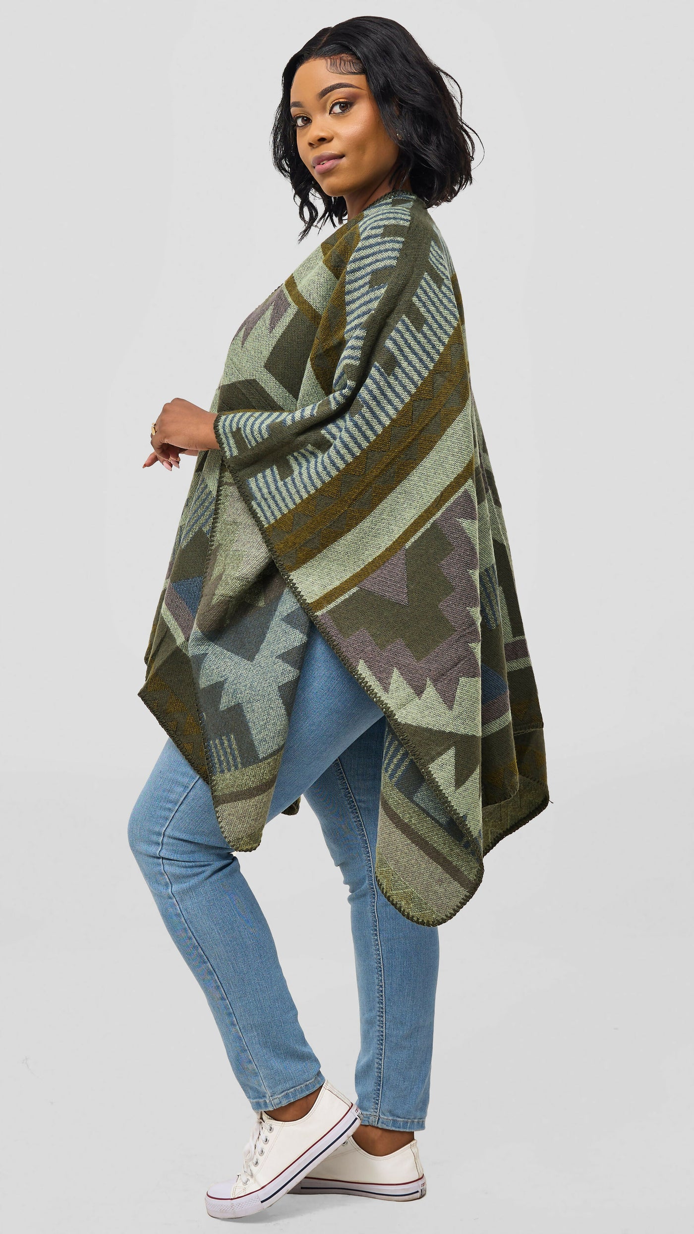 Afrodame Light Poncho - Green