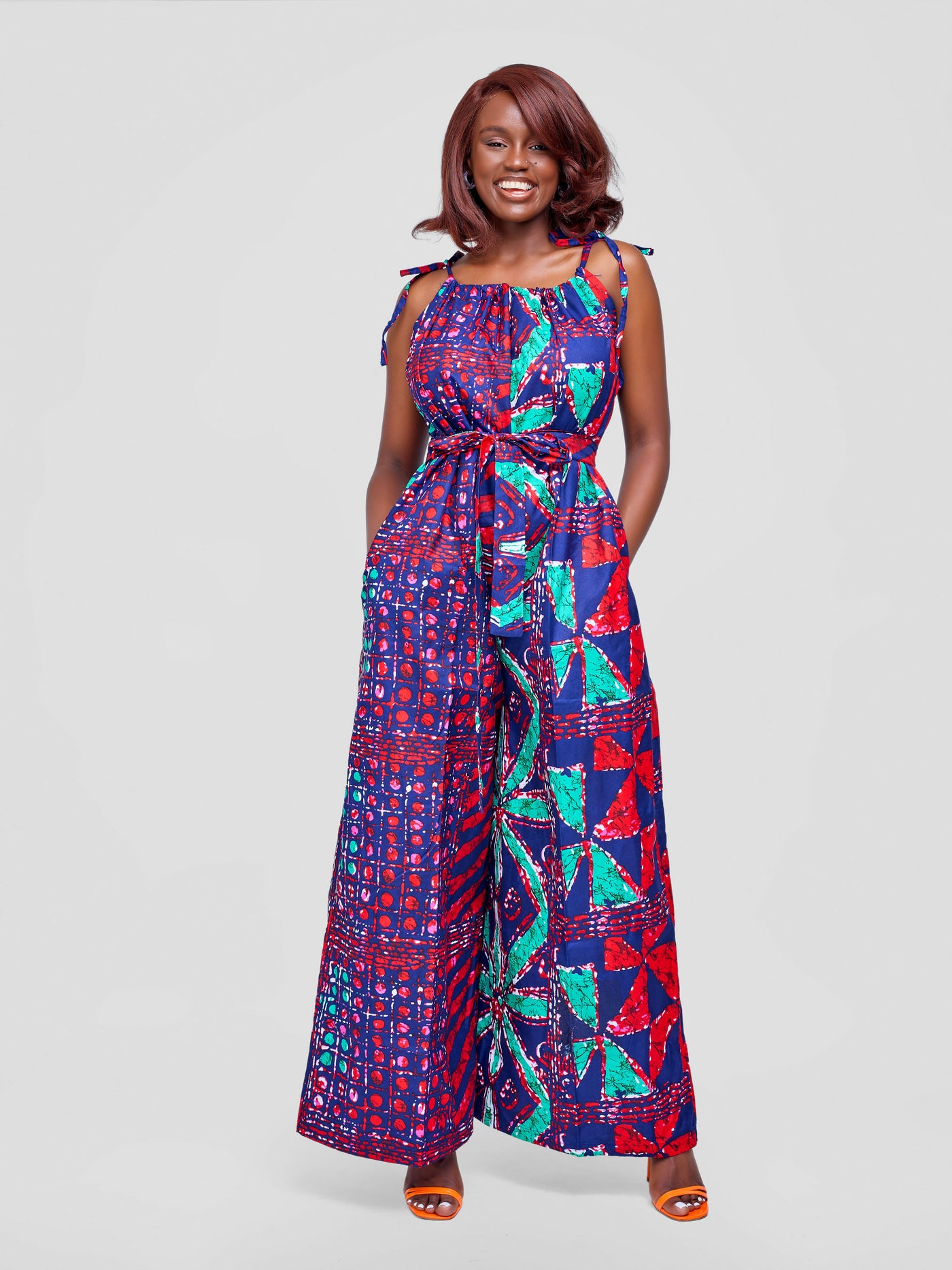 Tuli Zenani Ankara Jumpsuit - Blue / Red