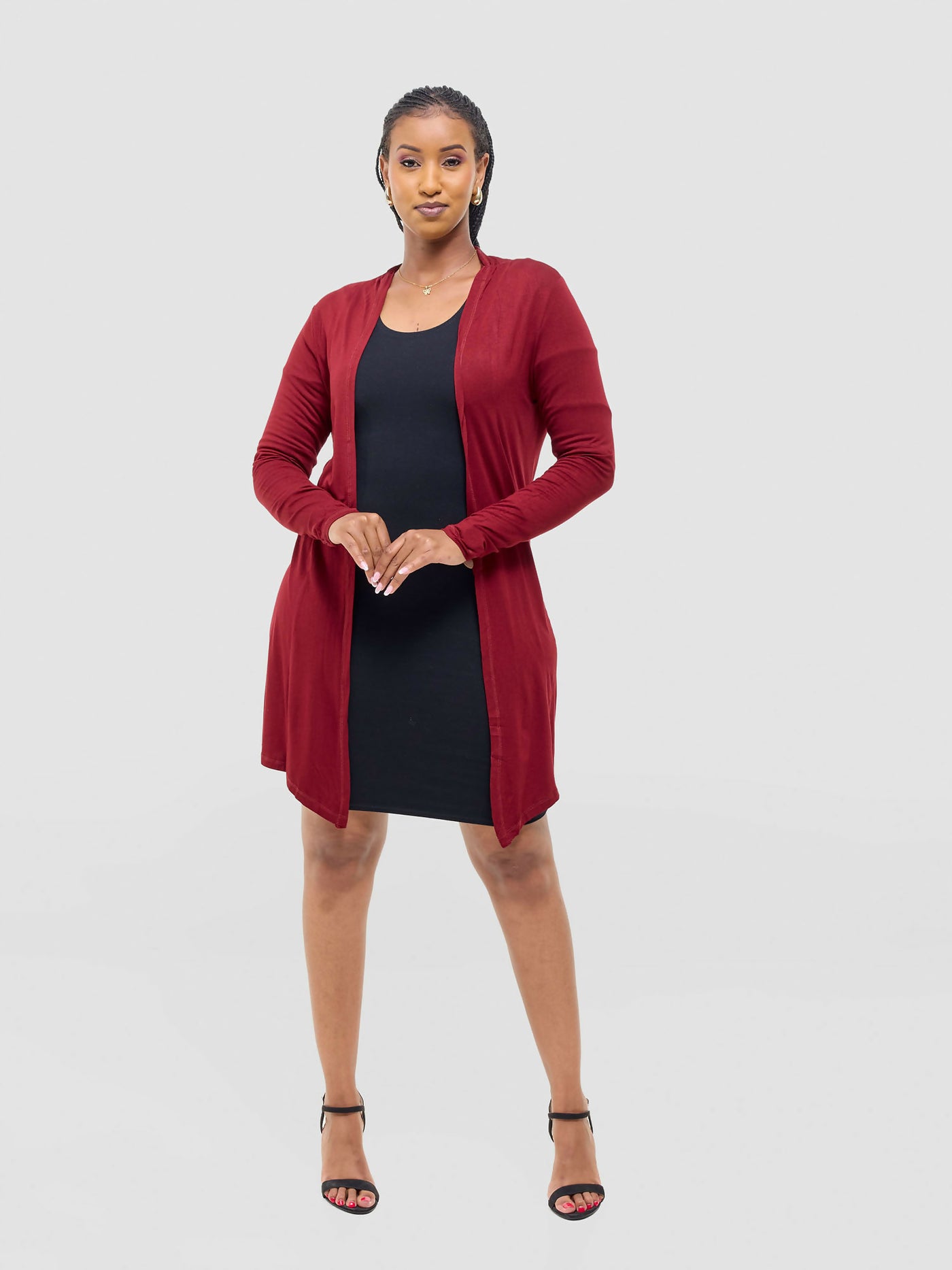 Anel's Knitwear Basic Kimono - Maroon - Shopzetu