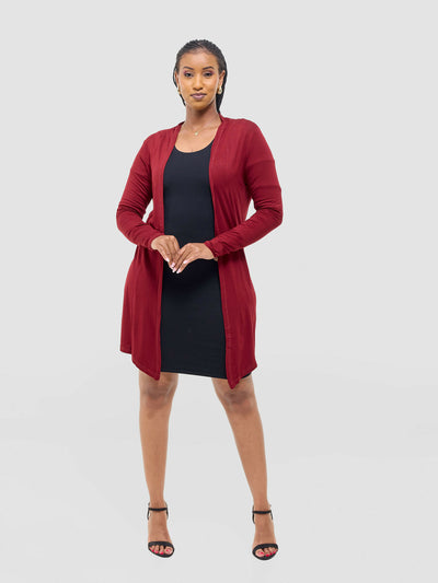 Anel's Knitwear Basic Kimono - Maroon - Shopzetu