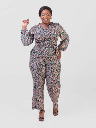 Lizola Wamuiru Jumpsuit - Green / White / Brown - Shopzetu