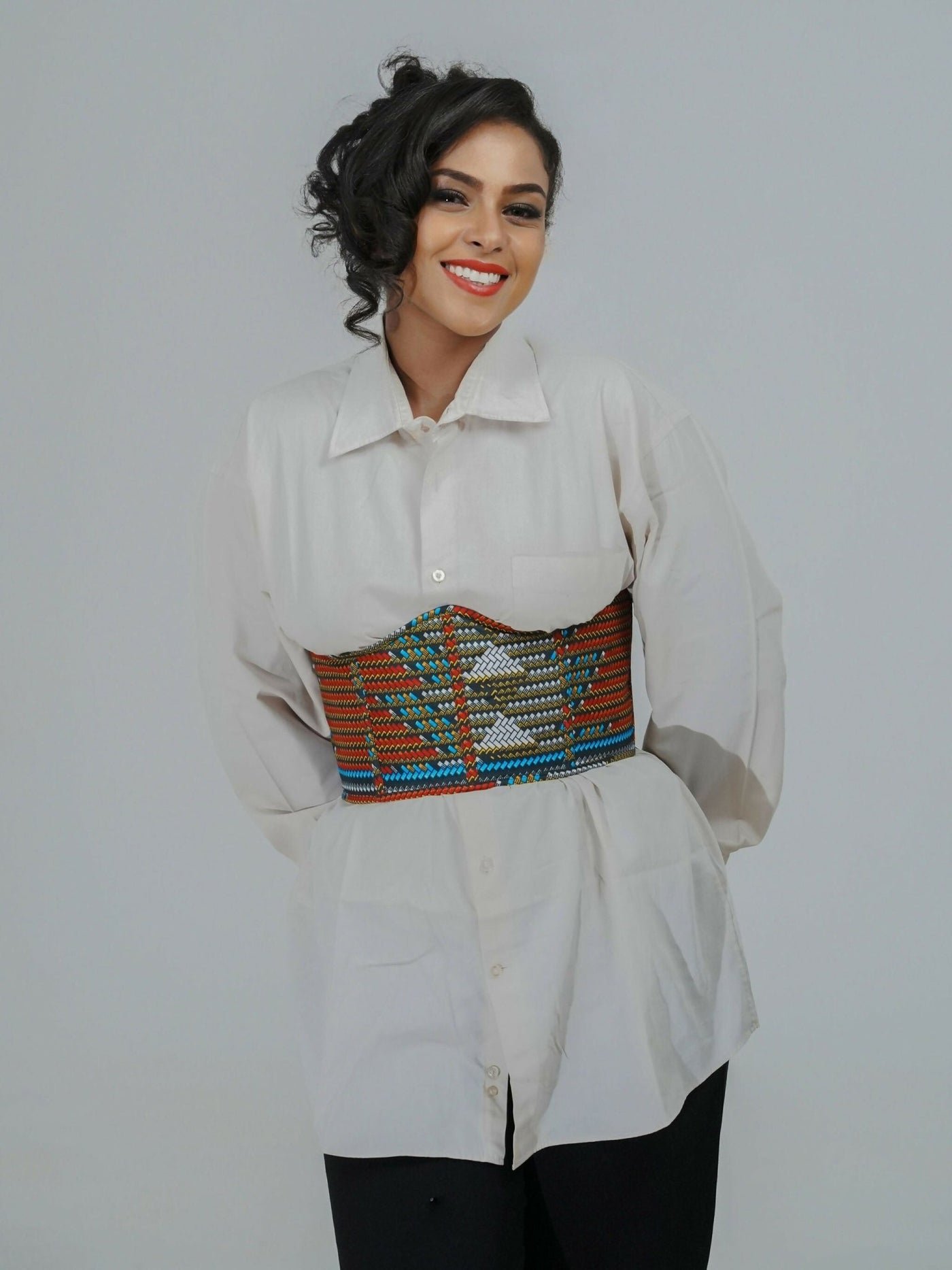 Misstcal Ankara Under Bust Corset Belt - Multicolored - Shopzetu