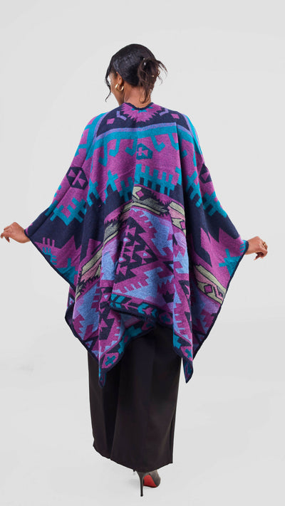 Afrodame Light Poncho - Blue / Purple