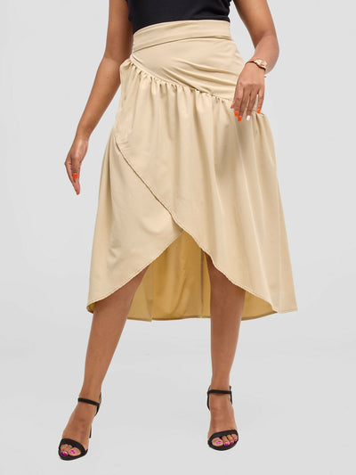 Cuttfitt Wrap Skirt - Beige - Shopzetu