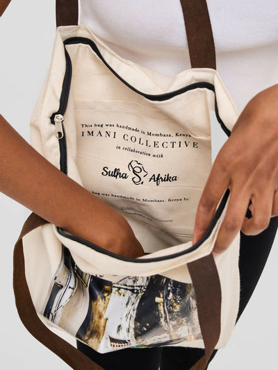Sulha Afrika Lady In Leso Tote Bag - Cream White - Shopzetu