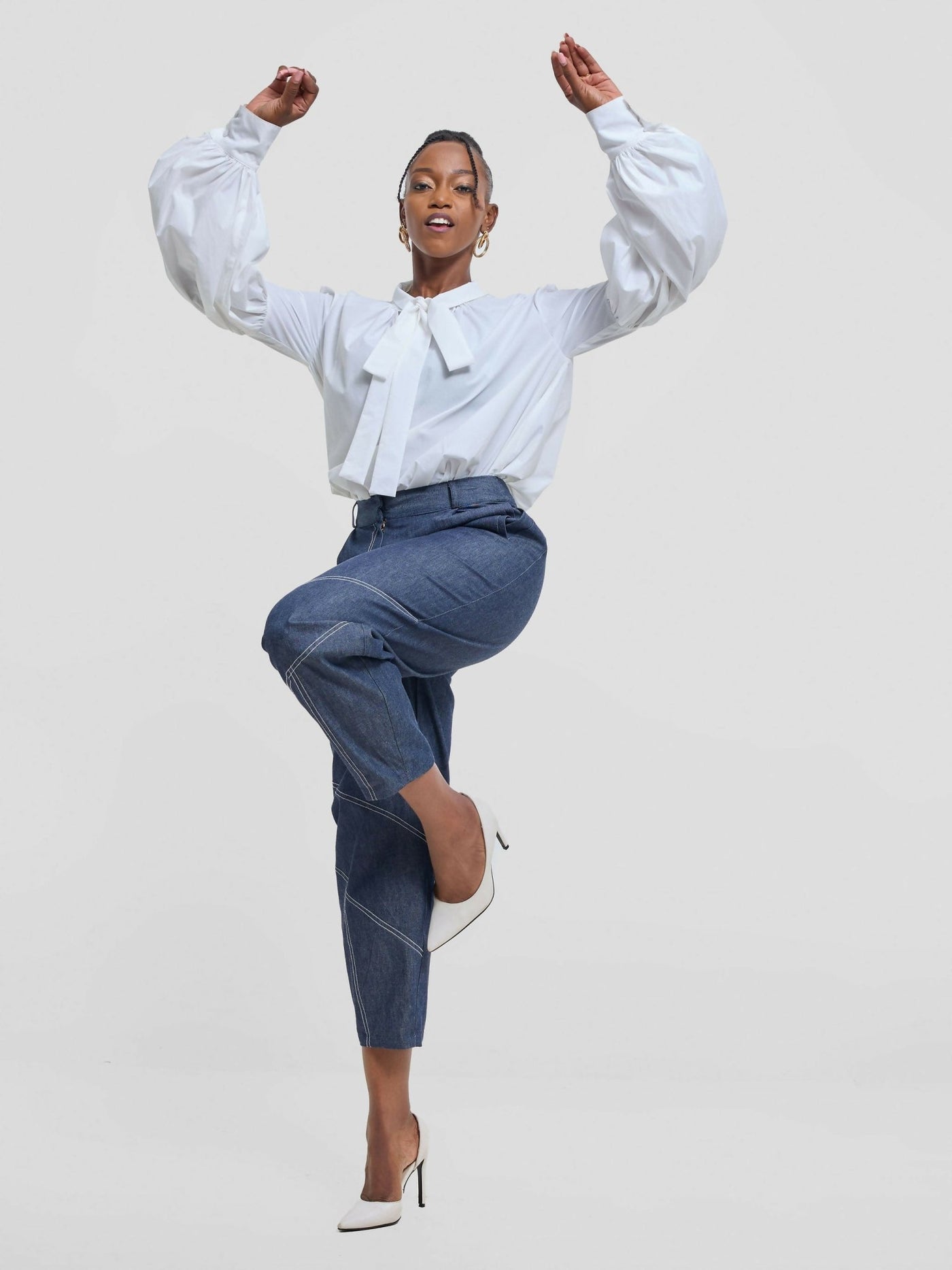 The Textile Loft Barrel Pant - Navy Blue - Shopzetu